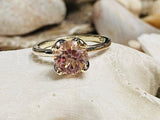 2ct Round Cut Simulated Peach Morganite Solitaire Ring 14k White Gold Plated