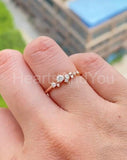 0.1ct Round Cut Moissanite Cluster Minimalist Engage Ring 14k Rose Gold Plated