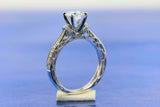 2.1ct Round Cut Diamond Engagement Ring Milgrain Bridal Set 18k White Gold Over