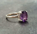 2ct Engagement Ring Oval Purple Amethyst 4 Prong Solitaire 18k White Gold Finish