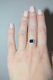 2ct Engagement Ring Asscher Cut Sapphire Diamond Accent Halo 14k Rose Gold Over