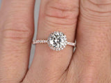Halo Solitaire with Accents Engagement Ring 2ct Round Diamond 14k Rose Gold Over