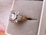 3Ct Round Cut Diamond Milgrain Vintage Engagement Ring 14K Dual Tone Gold Finish