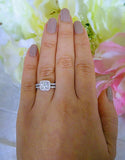 2ct Princess Cut Diamond Split Shank Halo Engagement Ring 14k White Gold Finish