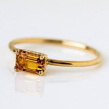 0.5ct Emerald Cut Simulated Yellow Citrine Solitaire Ring 14k Yellow Gold Plated