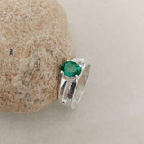 2ct Engagement Ring Oval Cut Green Emerald Split Shank 14k White Gold Finish