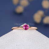 0.3ct Round Cut Simulated Ruby Solitaire Minimalist Ring 14k Rose Gold Plated