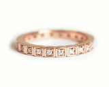 1.2ct Round Cut Diamond Wedding Band 14k Rose Gold Finish Square Shaped Eternity