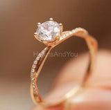 0.5ct Round Cut Moissanite Twisted Women Engagement Ring 14k Yellow Gold Plated