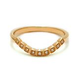 0.3ct Round Cut Diamond Wedding Band 14k White Gold Finish Square Block Curved