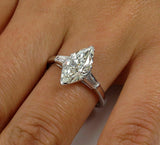 4ct Marquise Diamond Trilogy Engagement Ring 14K White Gold Over Baguette Accent
