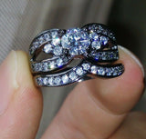 3ct Round Cut Diamond Engagement Ring 14k WhiteGold Finish Split Band Bridal Set