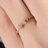 0.8ct Round Cut VVS1D Diamond Engagement Ring 14k Yellow Gold Finish Bow Design