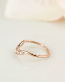 0.2ct Round Cut Moissanite Curved Minimalist Wedding Band 14k Rose Gold Plated