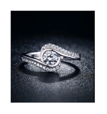 2Ct Round Cut Diamond Swirl Twist Solitaire Engagement Ring 18K White Gold Over