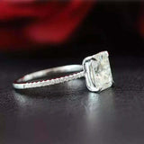 2.3ct Engagement Ring Radiant Diamond Solitaire with Accent 14k White Gold Over