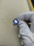 2.4ct Emerald Cut Blue Sapphire Braided Shank Solitaire Ring 14k White Gold Over