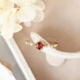 0.5ct Round Cut Simulated Ruby Minimalist Engagement Ring 14k Yellow Gold Plated