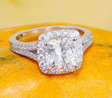 Halo Split Shank Engagement Ring 2ct Cushion Cut Diamond 14k White Gold Finish