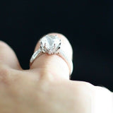 1ct Round Cut Diamond Lotus Solitaire Engagement Ring 14k White Gold Finish