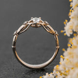 Split Open Band Solitaire with Accent Ring 1ct Round Diamond 14k White Gold Over