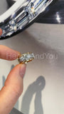 2.2ct Round Cut Moissanite Geometric Women Wedding Band 14k Yellow Gold Plated