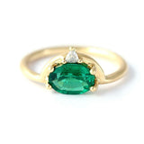 1ct Oval Cut Green Emerald Engagement Ring 14k YellowGold Finish Crown Solitaire