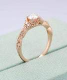 Vintage Milgrain Engagement Ring 1.5ct Round Cut Diamond 14k Rose Gold Finish