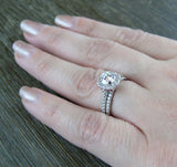 1.6ct Round Cut Diamond Engagement Ring 14k White Gold Finish Halo Bridal Set