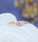 0.5ct Round Cut Moissanite Unique Cluster Engagement Ring 14k Rose Gold Plated