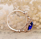3Ct Cushion Cut Blue Sapphire Vintage Halo Engagement Ring 14K Rose Gold Finish