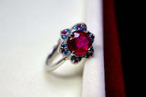 2.25ct Engagement Ring Round Cut Pink Ruby Flower 14k White Gold Finish