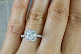 Halo Solitaire Engagement Ring 1.9ct Cushion Cut Diamond 14k White Gold Finish