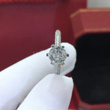 2.2ct Round Cut Moissanite Solitaire Dual Row Accent Ring 14k White Gold Plated