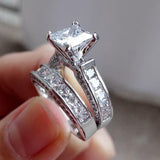 3ct Princess Cut Diamond Bridal Wedding Set Ring Band 14k White Gold Finish