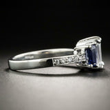2ct Emerald Cut Diamond Sapphire Accent Engagement Ring 14k White Gold Finish
