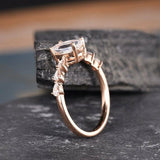 1ct Oval Cut Diamond Pear Accent Solitaire Engagement Ring 14k Rose Gold Finish