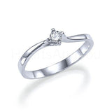0.1ct Round Cut Moissanite Solitaire Minimalist Women Ring 14k White Gold Plated