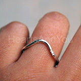 0.05ct Round Cut Moissanite Stacking Curved Wedding Band 14K White Gold Plated