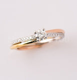 0.4ct Round Cut Moissanite Twist Solitaire Engagement Ring 14k Dual Gold Plated