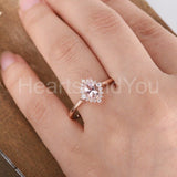 1ct Oval Cut Simulated Peach Morganite Solitaire Halo Ring 14k Rose Gold Plated