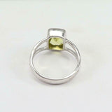 2.2ct Engagement Ring Radiant Cut Green Peridot Split Shank 14k WhiteGold Finish