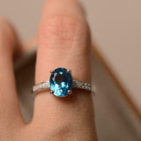 2.2ct Oval Cut London Blue Topaz Accents Solitaire Ring 14k White Gold Finish