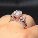 2ct Round Cut Diamond Engagement Ring 14k Rose Gold Finish Stackable Split Shank