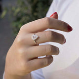 1ct Engagement Ring Pear Cut Peach Morganite Halo Minimalist 14k White Gold Over