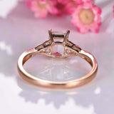 1.5ct Emerald Cut Peach Morganite Engagement Ring Solitaire 14k Rose Gold Finish