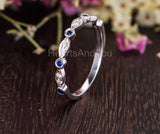 0.3ct Round Cut Simulated Sapphire Minimalist Wedding Band 14k White Gold Plated