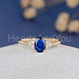 0.5ct Oval Cut Simulated Sapphire Petite Engagement Ring 14k Yellow Gold Plated