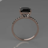 2ct Emerald Black Diamond Engagement Ring Accents Solitaire 14k Rose Gold Finish