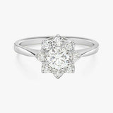2ct Engagement Ring Round Cut Diamond Halo Floral Promise 14k White Gold Finish